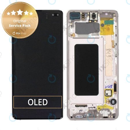 Samsung Galaxy S10 Plus G975F - Ecran LCD + Sticlă Tactilă + Ramă (Ceramic White) - GH82-18849J, GH82-18834J Genuine Service Pack