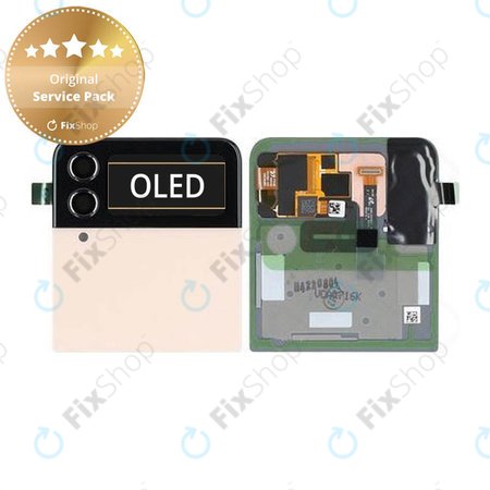 Samsung Galaxy Z Flip 4 F721B - Ecran LCD + Sticlă tactilă + Ramă (Extern) (Pink Gold) - GH97-27947C Genuine Service Pack