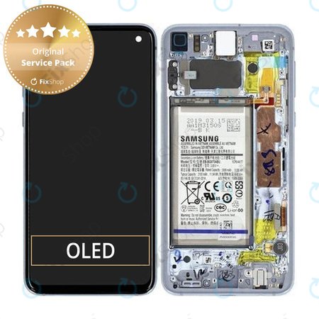 Samsung Galaxy S10e G970F - Ecran LCD + Sticlă Tactilă + Ramă + Baterie (Prism Blue) - GH82-18843C, GH82-18843A Genuine Service Pack