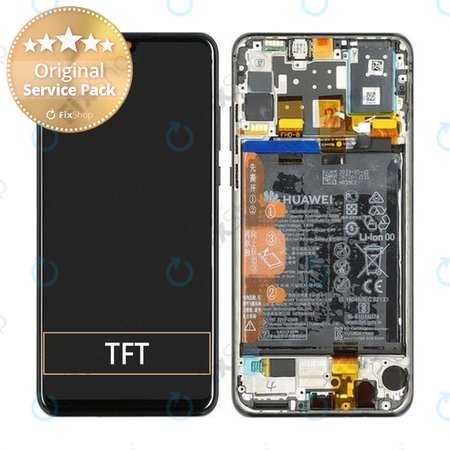 Huawei P30 Lite (2020) - Ecran LCD + Sticlă Tactilă + Ramă + Baterie (Midnight Black) - 02352PJM Genuine Service Pack