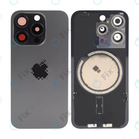 Apple iPhone 15 Pro - Sticlă pentru carcasa din spate cu piese mici (Black Titanium)