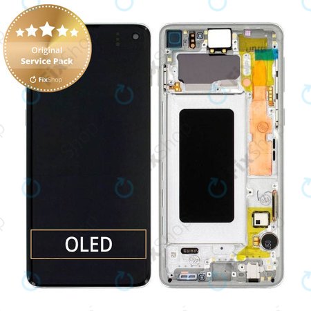 Samsung Galaxy S10 G973F - Ecran LCD + Sticlă Tactilă + Ramă (Prism White) - GH82-18850B, GH82-18835B Genuine Service Pack