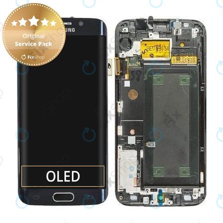 Samsung Galaxy S6 Edge G925F - Ecran LCD + Sticlă Tactilă + Ramă (Black Sapphire) - GH97-17162A, GH97-17317A, GH97-17334A Genuine Service Pack