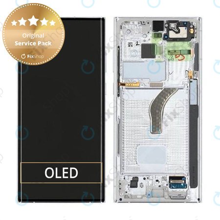 Samsung Galaxy S22 Ultra S908B - Ecran LCD + Sticlă Tactilă + Ramă (Phantom White) - GH82-27488C, GH82-27489C Genuine Service Pack