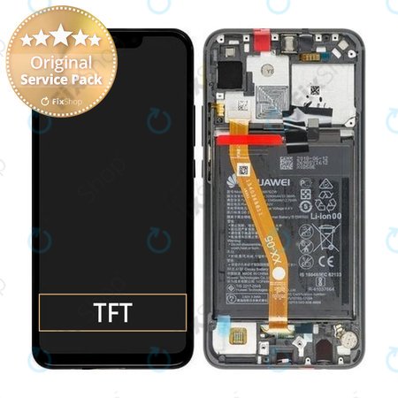 Huawei P Smart Plus (Nova 3i) - Ecran LCD + Sticlă Tactilă + Ramă + Baterie (Black) - 02352BUE Genuine Service Pack