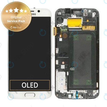 Samsung Galaxy S6 Edge G925F - Ecran LCD + Sticlă Tactilă + Ramă (White Pearl) - GH97-17162B, GH97-17317B, GH97-17334B Genuine Service Pack