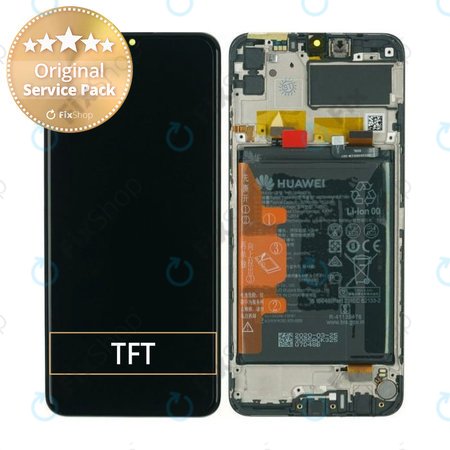 Huawei Y6p, Honor 9A - Ecran LCD + Sticlă Tactilă + Ramă + Baterie (Black) - 02353LKV Genuine Service Pack